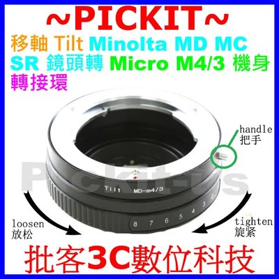 TILT移軸 Minolta MD鏡頭轉Micro M4/3相機身轉接環PANASONIC GX9 GX8 GF7 G5