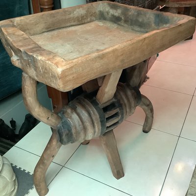 【黑狗兄】高質感木輪軸牛車輪木軸 老柚木桌置物架---- B090 非檜木桌椅