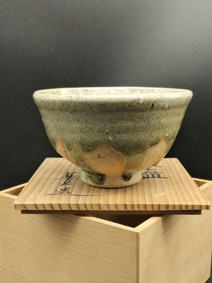 日本古常滑燒 樂七茶碗  樂七茶碗  抹茶碗  滿滿的流釉，10306