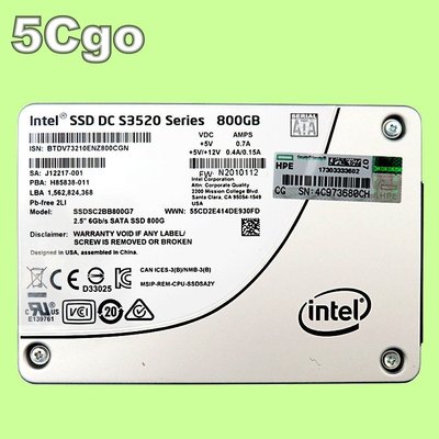 5Cgo【權宇】陸板Intel SSD DC S3520 800Gb 3D MLC SSDSC2BB800G701 含稅