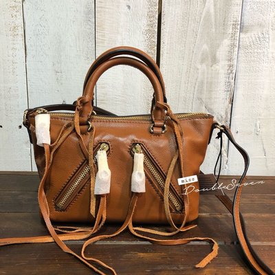 Rebecca Minkoff 側背手提包 micro moto satchel-棕色金鏈 超美新皮紋❤️