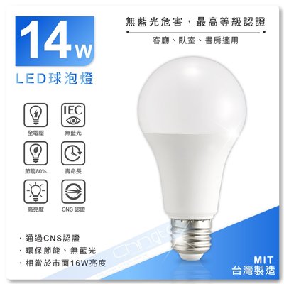 全網最低價 CNS認證 超亮LED 14W球泡燈 LED燈泡 省電燈泡 球泡燈 E27燈泡 節能省電