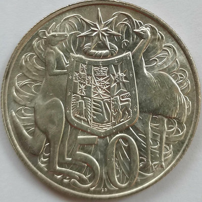 澳大利亞 1966年 紀念幣 50分銀幣 品相如圖 郵費自理錢幣 收藏幣 紀念幣-19727【國際藏館】