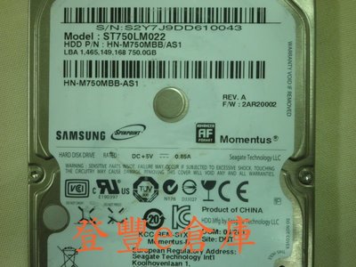 【登豐e倉庫】 YF12 Samsung ST750LM022 750G SATA2 筆電硬碟