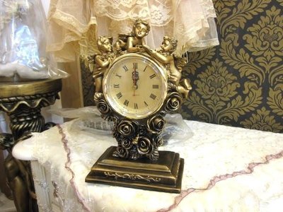 香格里拉生活館^~^ 歐式古典玫瑰天使座鐘桌鐘