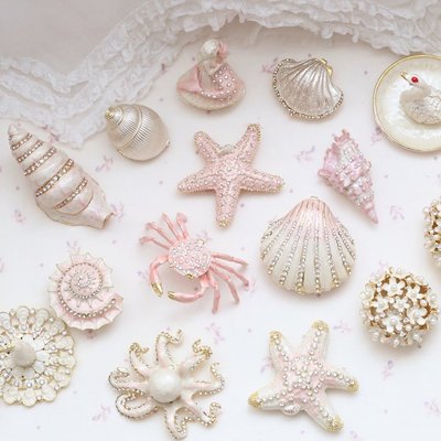 【選物】@suss 夢幻少女海洋 貝殼 海螺珍珠貝彩 鑲鉆 裝飾 收納盒 飾品盒