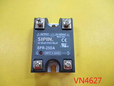 【全冠】SIPIN DC/AC 出24~280VAC 單相固態繼電器 附散熱器 SPR-25DA (VN4627)
