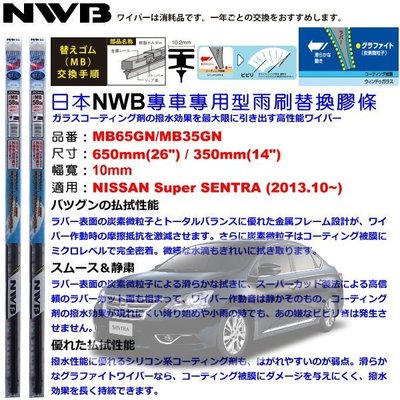 和霆車部品中和館—日本NWB 適用NISSAN SUPER SENTRA 塗敷石墨橡膠替換膠條 MB65 MB35
