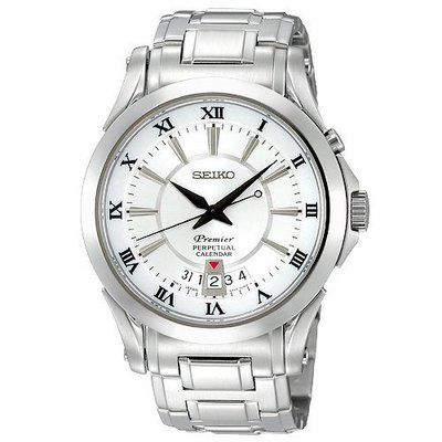 SEIKO Premier 萬年曆腕錶(SNQ107J1)-銀白/40mm6A32-00R0S