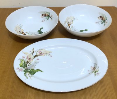 YAMATO CHINA 骨瓷餐具 大碗 湯碗 共2入 MADE IN JAPAN+大同磁器 橢圓形大餐盤 盤 共1入