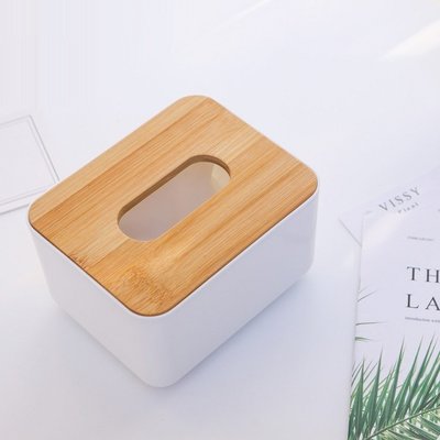 簡約 正方形 橡木蓋面紙盒 桌面收納 衛生紙盒 收納 置物 居家【RS915】