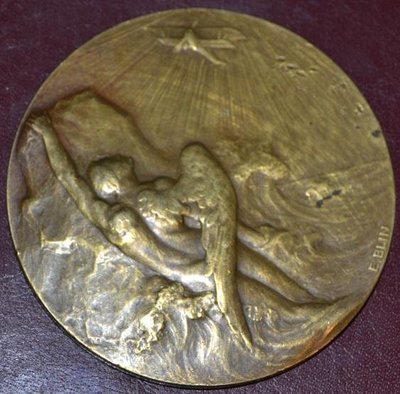 比利時銅章 1900 o.j. Belgium Icarus Aviation unidentified Medal.