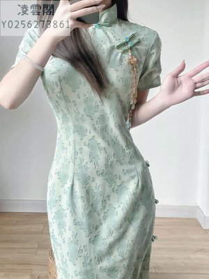 旗袍2023新款改良版年輕款高端氣質素雅蘇式新中式連衣裙少女秋季