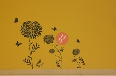 【源遠】蝴蝶花語【N-18】(M)壁貼 wall Flower Butterfly 設計 美感 居家 牆貼 創意