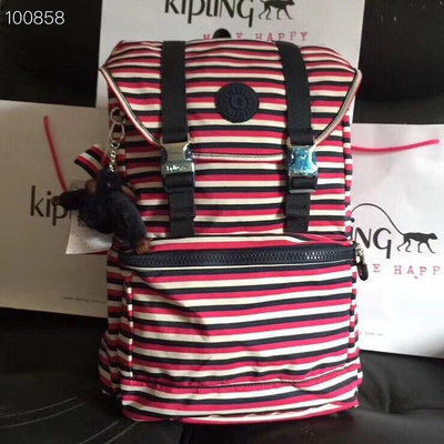 小Z代購#Kipling 猴子包 新款 經典條紋 k14334 K04334 多用輕量雙肩後背包 防水  大號