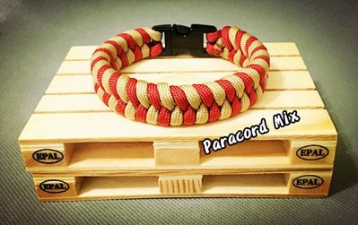 『Paracord mix』 魚尾 傘繩手環 塑膠插扣款 雙色 紅+金