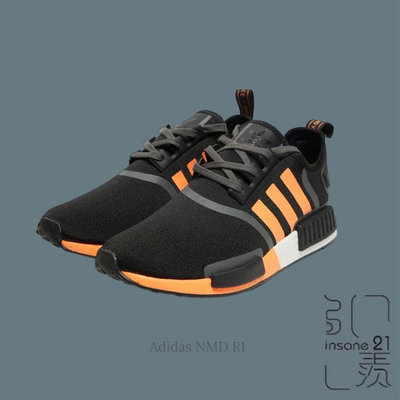 ADIDAS NMD_R1 經典鞋 黑橘 針織 透氣 運動慢跑鞋 BOOST G55575【Insane-21】