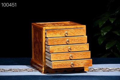 新品首飾盒小葉楨楠五斗柜金絲楠木普洱茶盒雕刻實木收納盒茶葉柜茶盒珠寶盒飾品盒