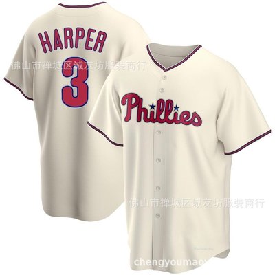 現貨球衣運動背心費城 3 米黃 球迷 棒球服球衣 MLB Phillies Harper Jersey