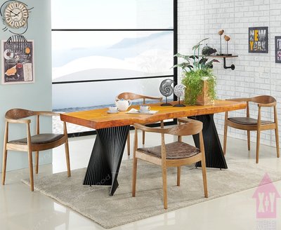 【X+Y】艾克斯居家生活館   現代餐桌椅系列-強森 6.6尺實木餐桌.不含餐椅.桌板厚度8cm自然邊.摩登家具
