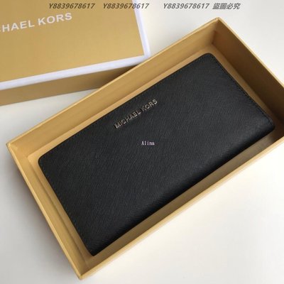 美國代購MICHAEL KORS MK 十字紋西裝夾 黑色長夾 錢包 輕奢時尚