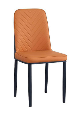 【生活家傢俱】JF-479-6：橘色皮鐵腳餐椅【台中家具】洽談椅 商業空間 造型椅 皮餐椅 書桌椅 PU皮+鐵腳