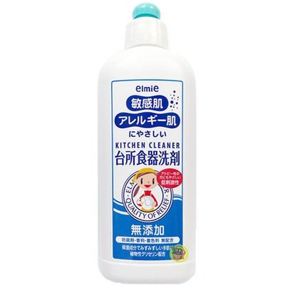 【JPGO】日本製 愛兒美Elmie 敏感肌 溫和無添加食器洗劑 洗碗精 300ml #694