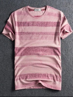 日本品牌VILLAND純棉面料 條紋設計 男圓領短袖T恤如圖色XXL號