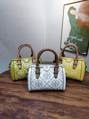 【琳精品】tory burch TB 90777 迷你提花酒桶包 編織提花布料匠心打造 手提包 枕頭包波士頓包女包