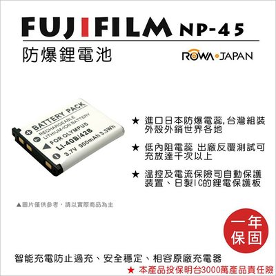 全新現貨@樂華 FOR Fuji NP-45 (LI42B) 相機電池 鋰電池 防爆 原廠充電器可充 保固一年