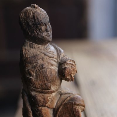 ㊣香川閣㊣ 清代木雕三太子 文革洗禮 老包漿 造像一尊 老木雕 老佛像