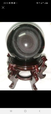 墨西哥天然彩虹黑曜岩球（黑霸，智慧之眼）（直徑10公分，1600公克）擺件附贈木座 