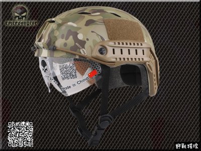 【野戰搖滾-生存遊戲】EMERSON 美軍 FAST傘兵盔+護目鏡 BJ版【CP迷彩】MULTICAM 多地形 戰術頭盔