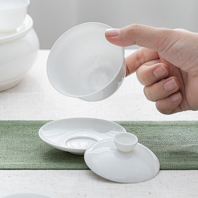 潮州骨瓷茶具 三才蓋碗 輕薄透亮高密度家用泡茶器 功夫茶具