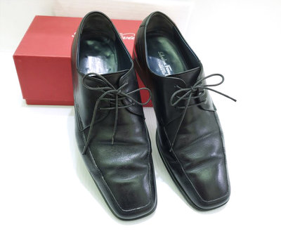 Salvatore Ferragamo 精品正品 黑色 男鞋 綁帶皮鞋 商務鞋 紳士鞋 休閒鞋 7.5 3E