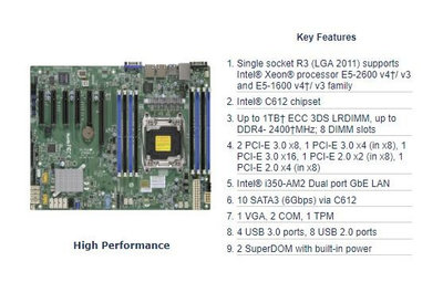 超微 SuperMicro X10SRI-F 伺服器 主板 C612 I350 雙口網卡