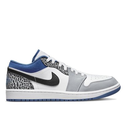 預購商品】NIKE AIR JORDAN 1 LOW TRUE BLUE 爆裂紋白灰黑藍【DM1199