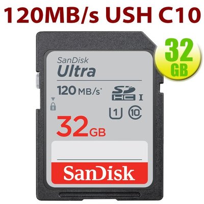 SanDisk 32GB 32G SDHC Ultra【120MB/s】SD U1 C10 UHS 相機 記憶卡