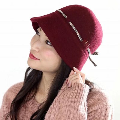 日本製 日本正版 DAKS 保暖 毛料 經典格紋蝴蝶結裝飾 遮陽帽 紅色 帽子 帽