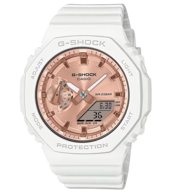 CASIO卡西歐 G-SHOCK 粉金時尚農家橡樹雙顯錶(GMA-S2100MD-7A)