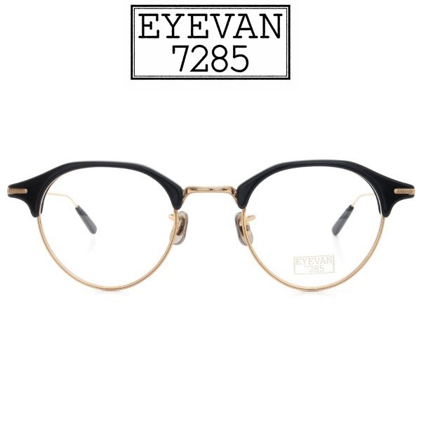 原作眼鏡】EYEVAN7285 光學眼鏡641 1002 (黑/金) 復古眉框日本手工眼鏡