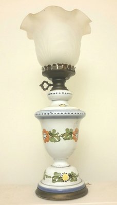 【波賽頓-歐洲古董拍賣】歐洲/西洋古董 意大利手工彩繪玻璃燈罩立燈/檯燈(使用E27燈泡)