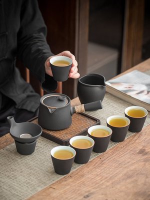黑陶功夫茶具套裝家用客廳簡約陶瓷茶壺茶杯茶盤簡易現代中式小套