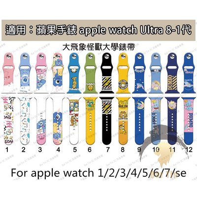 Apple Watch錶帶 毛怪 蘋果手錶1~8代適用 怪獸大學 iwatch短版卡通錶帶 蘋果手錶錶帶