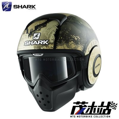 ❖茂木站 MTG❖ 法國 SHARK RAW / DRAK 安全帽 復古帽。EVOK KGS 黑綠銀