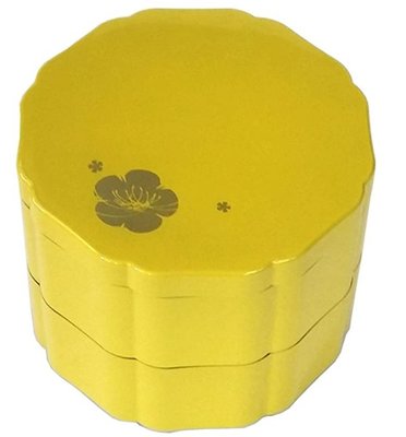 13705A 日本製 限量品 日式黃色花造型雙層便當盒 和風定食洋食餐盒二層野餐露營壽司盒餐廳居家節慶便當箱