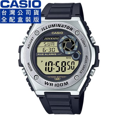 【柒號本舖】CASIO 卡西歐超霸運動膠帶錶-黑 # MWD-100H-9A (台灣公司貨全配盒裝)