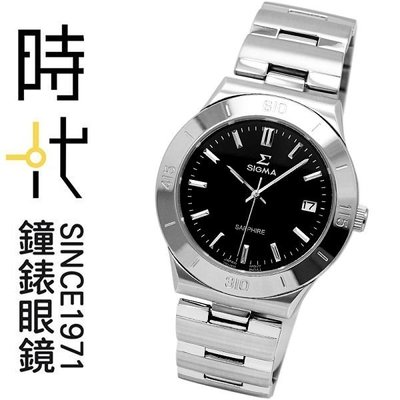 【台南 時代鐘錶 SIGMA】簡約時尚 藍寶石鏡面都會風格男錶 3801MS-1 黑 37mm 平價實惠好選擇