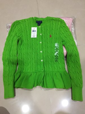 原廠正品 全新 女童裝 綠色 毛衣 外套 POLO RALPH LAUREN 尺寸：M(8-10)
