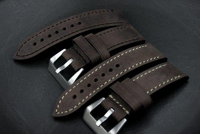 沛納海的新衣 banda替代PANERAI,SEIKO hamilton直身復古味消光 深棕色 鏽蝕感24mm牛皮錶帶